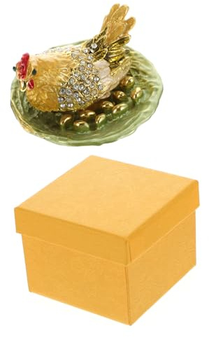 CATIEBYE Alloy Hen Jewelry Box Green Small Craft Storage Box Home Ornament Jewelry Case Desk Adornment