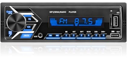 Single DIN Car Radio Bluetooth Stereo with 7-Color LED Backlight, EQ Sound, Hands-Free Calling, AM/FM Radio, Dual USB (Fast Charging & Music Playback), SD | Not a CD Player