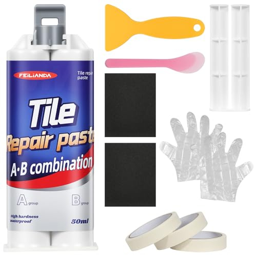 NUTKIT Shower Tray Repair Kit, Bath repair Kit (White) | Bathtub and Sink Repair-kit, Ceramic Tile Repair-kit for Porcelain Ceramic and Marble Chips Dents Cracks Holes Scratchs