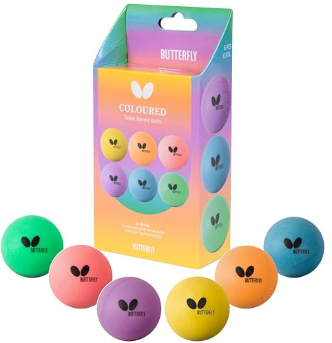 Butterfly Coloured Table Tennis Balls - Tischtennis-Set 6 farbige Tischtennisbälle - 40mm