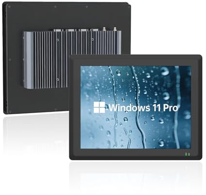 Pannello industriale integrato da 15 pollici, computer touch screen All-in-One, monitor capacitivo IP65, Windows 11 Pro, per chioschi, factories, automazione, HDMI/LANC/COM/GPIO/USB/WiFi (I5-7200U, 8G