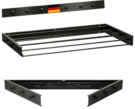 averon Wäscheständer Wandmontage ausziehbar, 100 cm, platzsparend, schwarz | Wandwäschetrockner aus Metall/Aluminium · 5 m Trockenlänge · bis 30 kg · nur 10,5 cm tief · einfache Montage · für Bad/Balkon