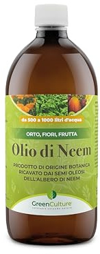 GreenCulture Olio di Neem 1000ml per Trattamento Fogliare Insettorepellente