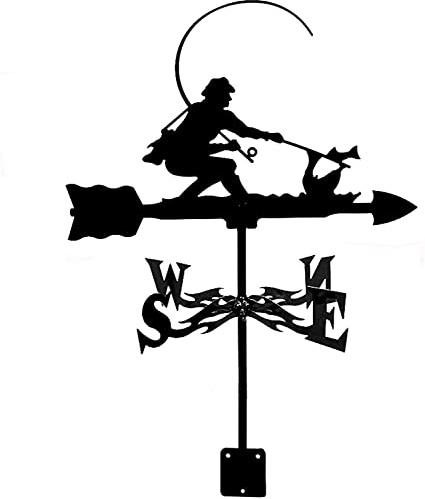 Wetterfahne, Edelstahl, Richtungsanzeiger, Stahl, laufender Wetterhahn, Pferd, Angler, Jäger, Jagdhund, Wetterfahne, Messwerkzeug für Garten, Terrasse, Hof, Ornament, Angler