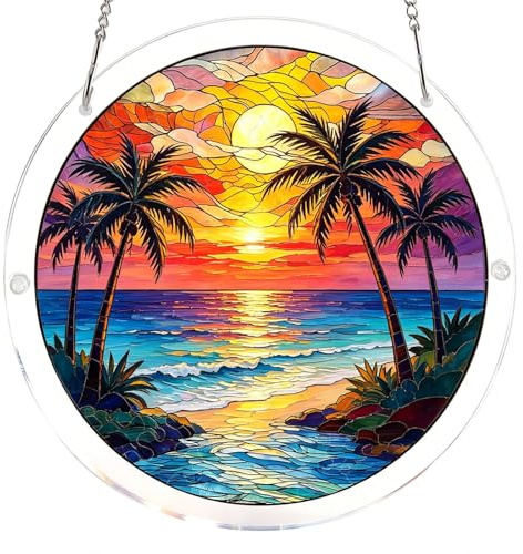 DIY Acryl-Puzzle Sonnenfänger Bastelset Fensterschmuck Hängend, Sommer Hawaii Deko Sonnenfänger Fensterdeko Hängend Bunte Wohnzimmer Dekoration für Garten, Fenster, 20 x 20 cm