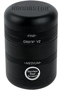 KANNASTOR GR8TR V2 Grinder - Solid Premium Food Grade Aluminium - 8 Pack - 60 Mesh Stainless Steel Easy to Change - Perfect for Herb Spices