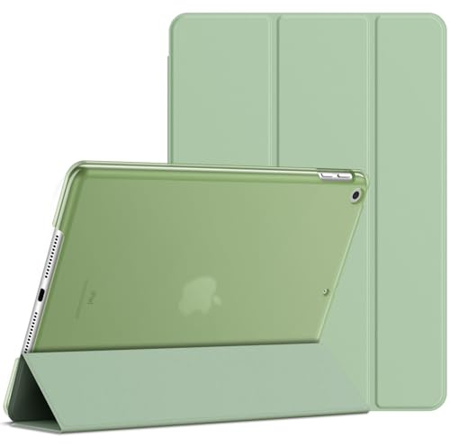JETech Hülle für iPad 9./8./7. Gen 10,2, Matcha Grün | Für iPad 10,2 (2021/2020/2019), Schlanke Transluzent Rückseite, Dreifach-Ständer, Auto Schlafen/Wachen, Leichter Stoßschutz