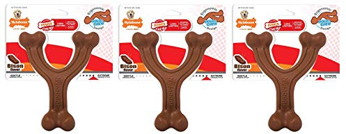 Nylabone Power Chew Textured Bison Flavored Large Sized Dog Wishbone - 3 Pack