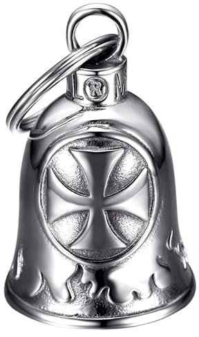 BOBIJOO Jewelry - Campana moto Croce templare portafortuna in acciaio inox Argento