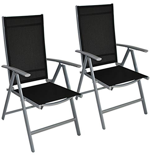 Helo Gartenstuhl Aluminium Hochlehner klappbar verstellbar Silber 2er Set