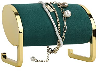 GemeShou Grün Sammetarmband-Ausstellung zum Verkauf, Organisator und Lagerbehälter for Armbänder zur Ausstellung, Uhrhalter-Ständer, Goldschmuckhalter für Frauen 【Armband-Ständer - Grün】