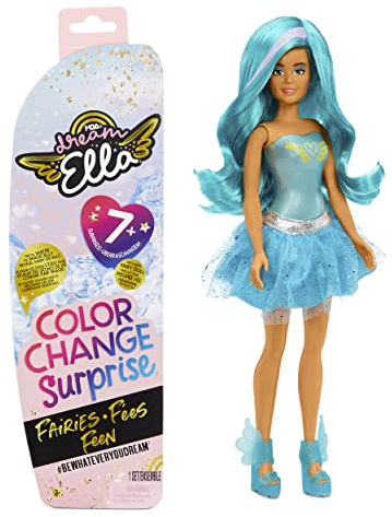 MGA's Dream Ella Farbwechsel Surprise Fairies - 29 cm große Puppe & 7 Überraschungen zum Sammeln - Inklusive Perücke, Rock, Stiefeln & mehr - für Kinder ab 3 Jahren - Ella, Türkis