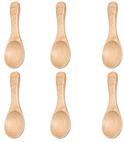 Piccoli cucchiai legno,mini cucchiaini caffè,gelato,sale,tè,zucchero,sale,marmellata,senape,spezie,cucchiai di legno per cucina,olio speziato,gelato,latte polvere,6 pezzi legno chiaro 9,5x3,3 cm