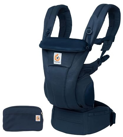 Ergobaby Omni Dream Babytrage für Neugeborene ab Geburt bis 20kg, 4 Positionen SoftTouch Cotton Ergonomische Babybauchtrage Rückentrage Baby-Tragetasche, Midnight Blue