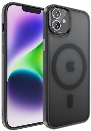 tigratigro Magnetisch Hülle für iPhone 11 Kompatibel mit MagSafe, Durchscheinende Matt Handyhülle Rückseite Dünn Stoßfest Schutzhülle(Graphitschwarz)