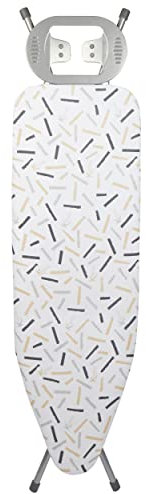 Kleeneze KL028084FEU7 Ironing Board With Cover – Large Folding Ironing Table, Collapsible, 100% Cotton Cover, Iron Rest, Steel Frame, Non-Slip Feet, Suitable for Left & Right-Handed Users, 122 x 38cm