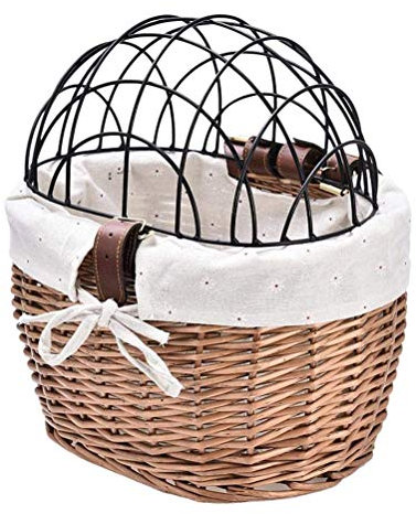 HEITIGN Fahrradkorb Bike Front Basket Willow Woven Bike Cycling Basket Pet Carrier Basket Storage Hund Welpe Katzen