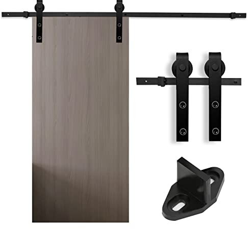 Lospitch Rieles para puerta corredera de 244 cm, para puerta corredera, sistema de sistema de puerta corredera. La capacidad de carga máxima es de 150 kg, adecuado para un ancho de puerta de 120 cm