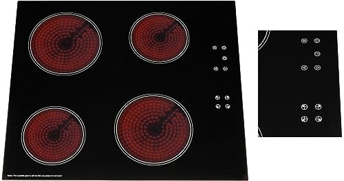 SIA 60cm Electric Ceramic Hob, 4 Zone, Touch Control, Black, CERH615BL | Auto Shutdown Protection, Perfect for Student Accommodation, 2 Year Guarantee
