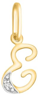 Rodium – Buchstabenanhänger aus 585 Gold mit Zirkonia – Bicolor Charm mit Karabinerverschluss für Halskette oder Armband – Geschenk für Damen