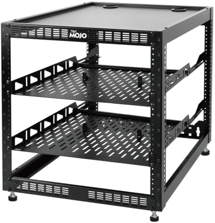 Tecmojo 12U Open Frame Network Rack for IT & AV Gear, Black Steel, Rack & Wall/Floor Mount, Compatible with Server & More