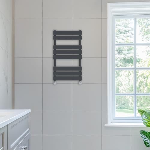 NRG Contemporary Flat Panel Bathroom Heated Towel Rail 800x450mm Anthracite
