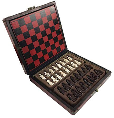 DDNGEJ Traditionelle Spiele Schach Antikes Schachspiel Schach Holz Couchtisch Antikes Miniatur Schachbrett Schachfiguren Zugkasten Set Retro Stil l