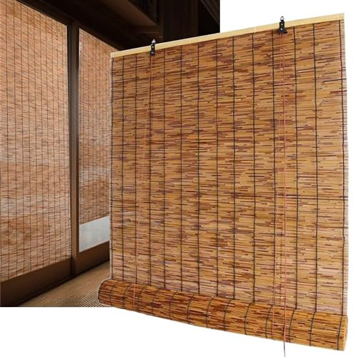 TMGJShd Retro Carbonization Natural Bambusrollo Schilf Vorhang - Bambus Rollo Für Fenster - Sichtschutz Sonnenschutz Bambus Rollos Jalousien, für Garten Balkon. (Size:40cmx40cm/15.75inx15.75in)