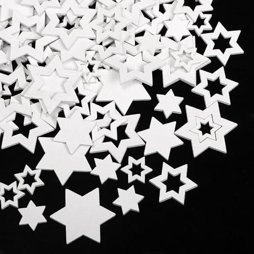 LEMESO Holzsterne Tischdeko Weihnachten 120 Stück 2/3/4cm Sterne aus Holz Streudeko Konfetti Basteln Dekoration Weihnachtsdeko Weihnachtsanhänger Geschenk DIY für Jubiläum Weihnachten Party Deko