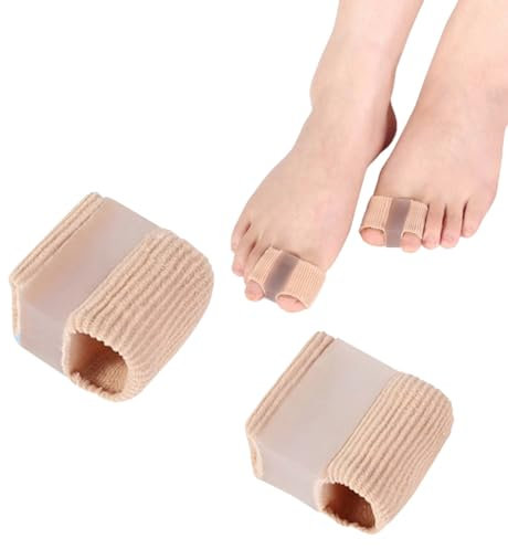 Fc'Noqgn 2 Piezas Corrector Dedos Pies, Alineadores Separador Dedos Pie Martillo Piesdedos Corregir Pulgar valgo Doble Orificio Silicona Fibras Funda Aplicable Hombres Mujeres Corrección