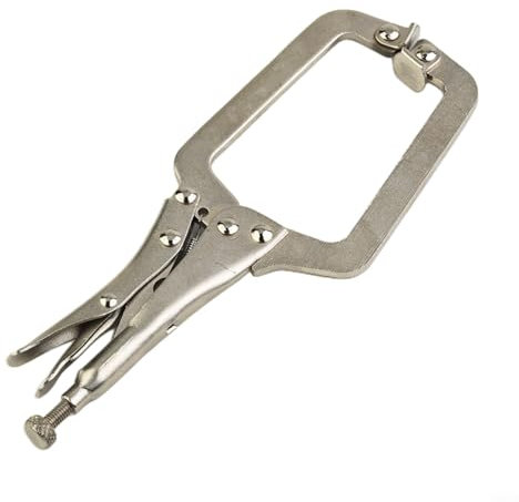 HEIBTENY groß Sperren Schraubzwinge mit Drehgelenk Pads Stahl Zange C Schraubstöcke Öffnung 23 cm Schweißen Vise Tools Silber(1)