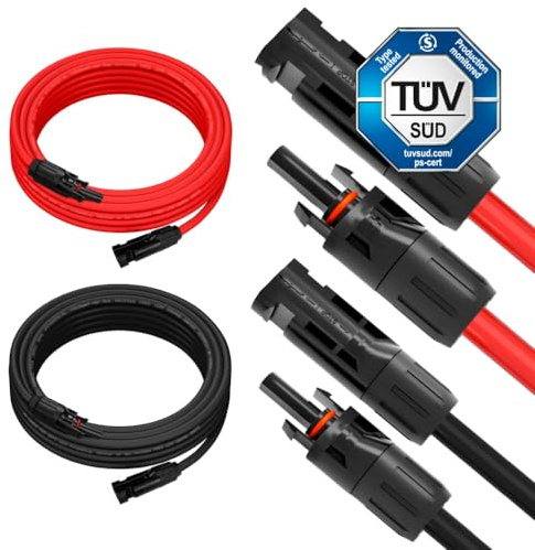 SIGA Solarkabel 4mm² 2x5m Verlängerungskabel H1Z2Z2-K Set Rot & Schwarz Verlängerung Solar PV Kabel MC4 Stecker Solarpanel Balkonkraftwerk Solarstecker