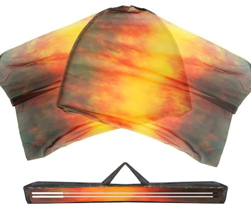 Baisdan Banderas de adoración de fuego consumidor de 139.7 cm x 114.3 cm con varillas flexibles, banderas de baile de alabanza y adoración, banderas de alas de ángel de adoración para adoración