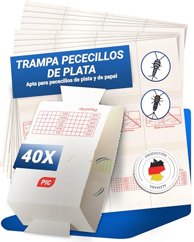 PIC Silberfischfalle 40 Stück, gegen Silberfische und Papierfische | Insektizidfreie Klebefalle mit starker Klebekraft, bis zu 3 Monate wirksam, ideal für Bad, Küche und Keller