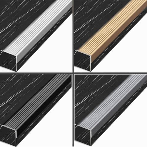OPOLDBDMAC Treppenkantenprofil L-Form Kantenschutzprofil Aluminium, 90CM Antirutsch Treppenkantenprofil, Wasserdicht Eckschiene Zierleisten - Schwarz(Grey,36x1.2in/90x3cm)