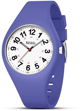 BAISHIOI Orologi Unisex Orologio da Infermiere Analogico Al Quarzo Orologi da Polso Sportivi Impermeabili Luminoso Cinturino in Silicone per Professionisti Medici, Studenti Donne Uomini (Blue White)
