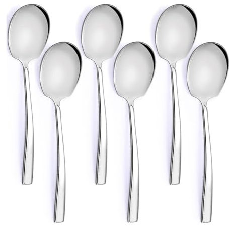GREOHNMPAW Lot de 6 Grandes Cuillères de Service en Acier Inoxydable de 23,1 cm - Grands Ustensiles de Service pour Buffets, Fêtes, Restauration, Lave-Vaisselle