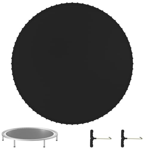 Froadp Trampolín de salto resistente a los rayos UV, pieza de repuesto con ojales de 48/60/72 y 2 tensores de muelles para camas elásticas de 8/10/12 pies, para jardín y exterior, color negro