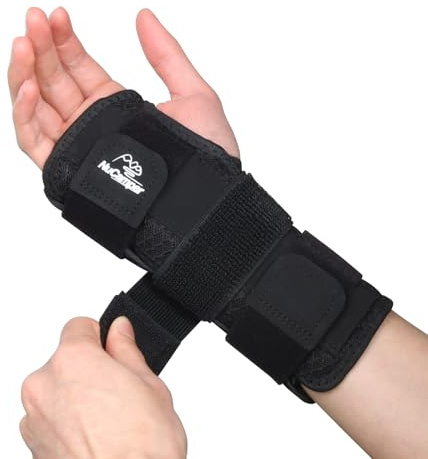 NuCamper Handledsstöd, Justerbar Handledsskena, Karpaltunnel Handledsstöd, Afneembare Handledsbandage, Metallskena, Handstöd för Smärtlindring, Artrit, Stukningar, Sport, Tendinitis, Män och Kvinnor