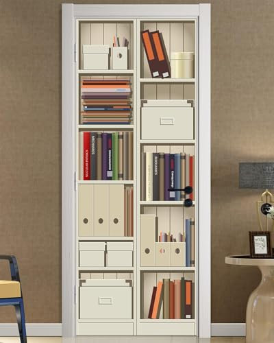 Türtapete Selbstklebend Bücherregal Türfolie Türposter 3D Fototapete Bücherregal Türaufkleber Abnehmbar Tür Aufkleber Wandtattoo für Kinderzimmer Badezimmer 90x200 cm G/T157