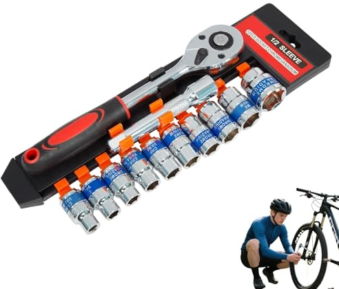 Fukamou Jeu De Cliquet Et Douilles - Jeu de Douilles 1/2 Pouce | 12 Pièces pour Camion Électricien Atelier Garage Construction Mécanique Moto Vélo Ménage