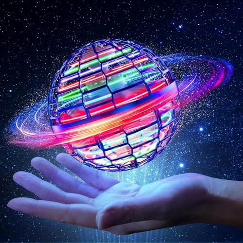 OKKIDY Pelota voladora de Juguete, minidron de Mano con Esfera voladora, Fidget Spinner galáctico, Globo cósmico, bumerán con luz RGB, niños de 6, 7, 8, 9, 10 años o más