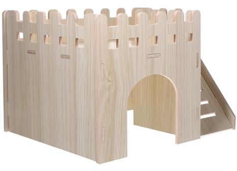 Homoyoyo Cabane Bois Massif pour Petits Animaux avec Échelle Refuge Confortable pour Hamsters Cochons Hérissons et Lapins Nains et Adaptée Repos et Jeu Toute Année