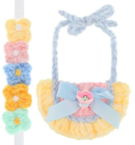 Toyvian Accessori per Miniatura Compatibile Fascia per Capelli in Cotone Morbido e Bavaglino con Fiore e Farfalla Abbigliamento Elegante e Pratico per Foto e Gioco