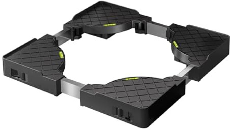 MiSMiAO Base de machine à laver, roulettes de transport, fonction anti-vibration, taille réglable, pour support de réfrigérateur de 45 à 65 cm, pour congélateur, charge maximale 200 kg - Gris