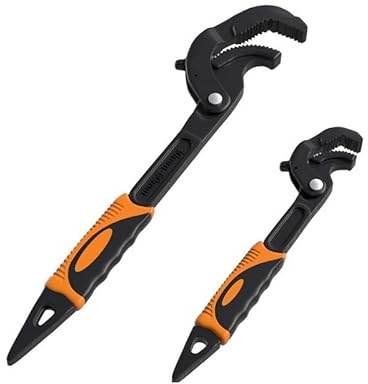 Violiica Selbstsichernder Rollgabelschlüssel mit breiter Backe bis 60 mm, Anti-Rutsch-Zähne, Chrom-Vanadium-Stahl, ergonomischer Griff für Rohre und Muttern, für Orange, 26 x 85 cm