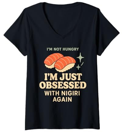 Mujer Rollos para Amantes del Sushi, Palillos Nigiri, Regalo para fanáticos Camiseta Cuello V