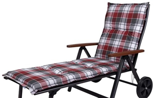 Auflage Rollliege Prato/Neckar 10610-350 rot-grau-weiß kariert 189x62x7,5 cm Sun Garden