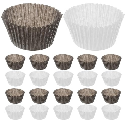 CHILDWEET 1000 Moldes de Papel para Cupcakes Grandes, 500 Blancos y 500 Cafés, Capacillos para Hornear Muffins Resistentes y Desechables, Ideales para Fiestas, Cumpleaños y Repostería