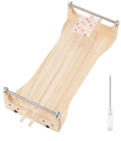 BENECREAT Holzperlen Webrahmen Set, Komplette Tablet Weaving Ausstattung mit Schraubenzieher für DIY Schmuckherstellung und Bastelprojekte, 27.4x12.5x6.3cm
